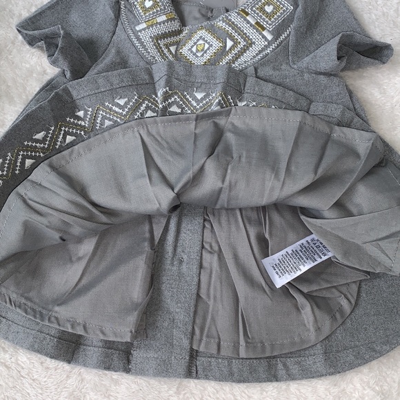 NWT Tahari Baby 3-6M Gray White & Gold Detail Dress - Picture 11 of 12